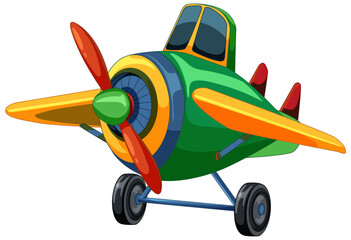 Poster - Brightly colored vector illustration of a cartoon airplane