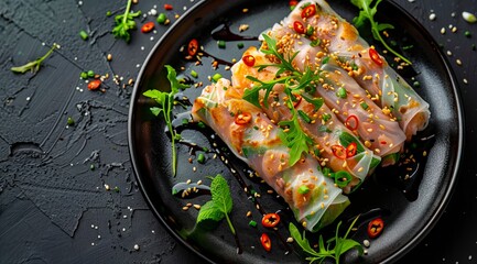 Wall Mural - a plate of food with herbs and spices.