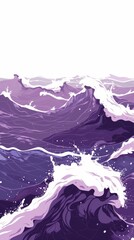 Poster - A wave with purple and white colors. The mood of the painting is calm and serene, as the wave appears to be gently rolling in. The colors used in the painting create a sense of tranquility