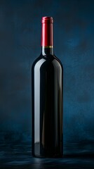 Wall Mural - space for text, photo of an isolated bottle of red wine without a label