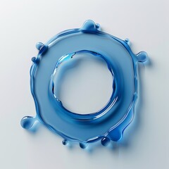 Sticker - a blue liquid ring isolated on white background, top view