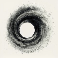 Sticker - a drawing of a black hole isolated on white background