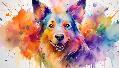 Wall Mural - dog watercolor illustration