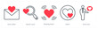 © popcornarts - A set of 5 Love and Romance icons as love letter, search love, beating heart