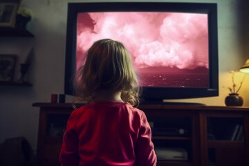 Wall Mural - Little girl watching tv