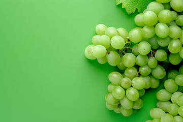 green grapes on the green background with copy space