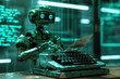 © Warakorn - Robot assistant with typewriter, big data matrix, artificial intelligence technology and machine learning concept.