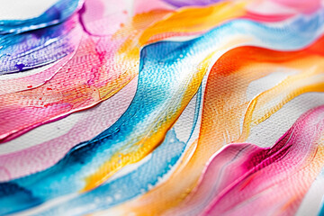 Poster - Close-up of a vibrant abstract watercolor artwork, featuring swirling pastel lines on a white canvas 