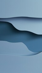 Wall Mural - An abstract design with layered blue gradients, resembling a paper cut-out with smooth, wavy patterns, creating a sense of depth and serenity.