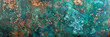 © fotogurme - Vibrant and colorful oxidized copper background with green and blue patina, macro view