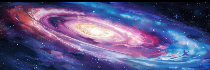Wall Mural - watercolor spiral galaxy in space