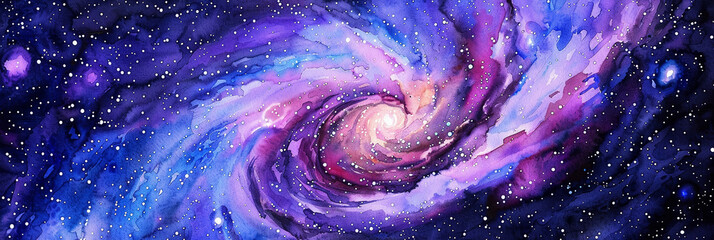 Wall Mural - watercolor spiral galaxy in space