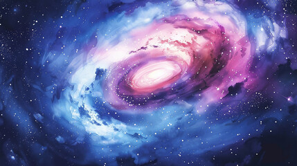 Wall Mural - watercolor spiral galaxy in space