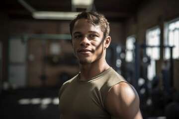 Wall Mural - portrait of man in cross training gym