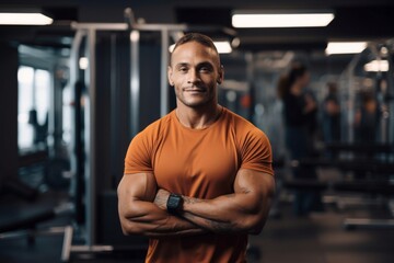 Wall Mural - portrait of personal trainer in gym