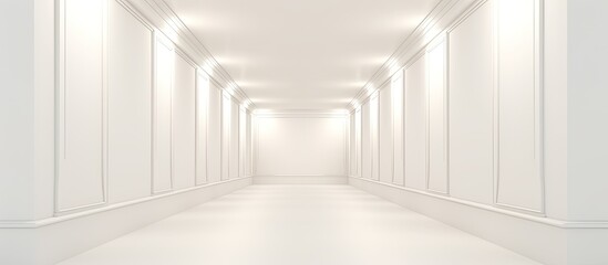 Aufkleber - A long corridor with a blank frame for paintings providing copy space image