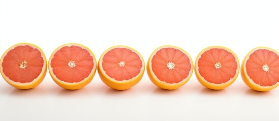 Wall Mural - Copy space image of vibrant grapefruits against a pristine white backdrop