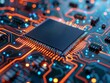 © ParinApril - A futuristic security microchip central in a network of electronic circuits, illustrating hightech solutions for protecting sensitive information