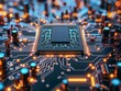 © ParinApril - A futuristic security microchip central in a network of electronic circuits, illustrating hightech solutions for protecting sensitive information