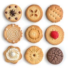 Sticker - A variety of cookies and pastries on a white surface. Perfect for bakery or dessert concept