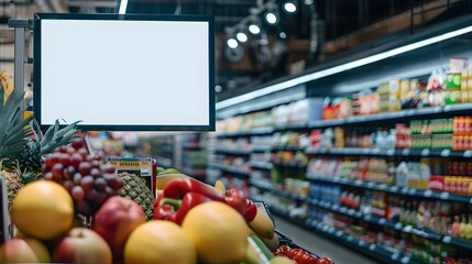 Wall Mural - Blank advertising mockup for advertisement at the supermarket