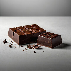 chocolate bar with nuts on white background