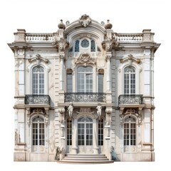 Wall Mural - photo of a neo renaissance house, 18th century, completely white background