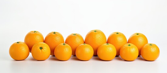 Poster - Copy space image of ripe oranges placed on a clean white background
