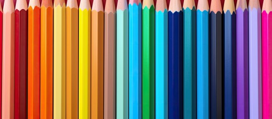 a vibrant array of colored pencils displayed in a copy space image