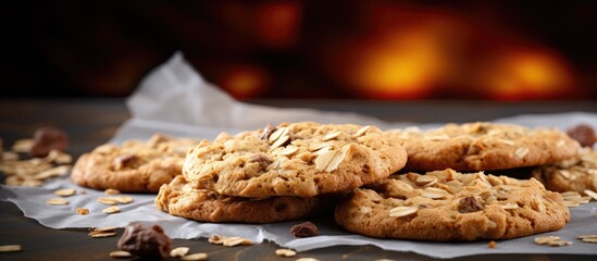 Fototapete - Delicious oat cookies on a copy space image