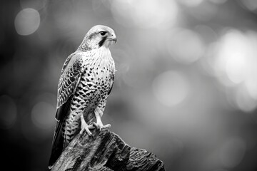 Sticker - A striking black and white photo of a majestic bird of prey. Perfect for nature and wildlife themes