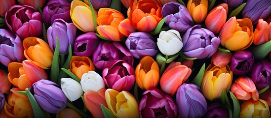 Aufkleber - A floral festive natural background featuring a stunning display of tulips A captivating copy space image