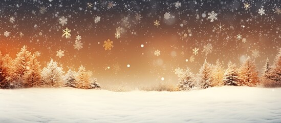 Fototapete - A holiday themed winter background with copy space image