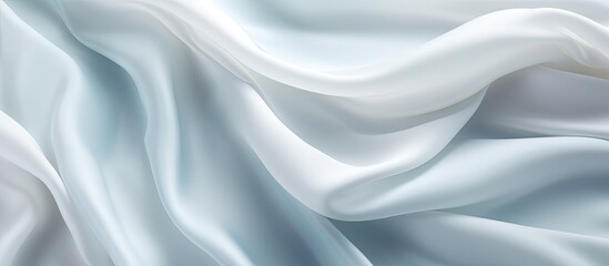 Poster - Closeup of a copy space image showcasing the delicate and textured ripples in a piece of white silk fabric