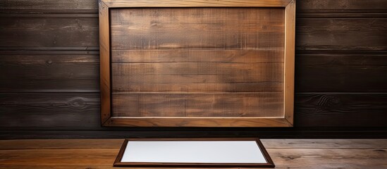Poster - An old vintage wooden desk with a copy space image hosts a modern digital tablet with a bright white screen and a pen