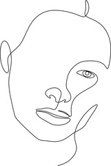 Wall Mural - Continuous line drawing of faces and hairstyles set, fashion concept, woman beauty minimalist, vector.