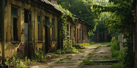 Canvas Print - A rundown building with numerous windows. Suitable for urban exploration websites