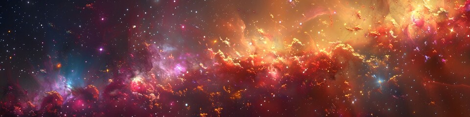Panoramic astrophotography of visible Milky Way galaxy. Stars, nebula and stardust at night sky
