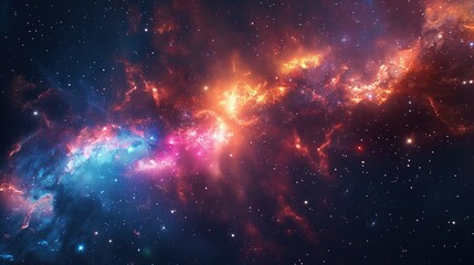 Wall Mural - An abstract background of the universe with bright blue and purple cosmic stars and nebulae. A colorful view of the space horizon