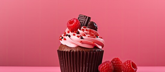 Aufkleber - Color background image featuring a delectable cupcake. Creative banner. Copyspace image
