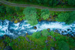 © Airpixelsmedia - Aerial Top-Down View of a Glacial River Flowing Through Norwegian Forests