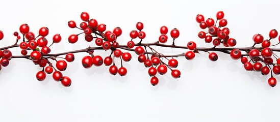 Aufkleber - A variety of Christmas berry branches with each branch uniquely depicted set against a blank white backdrop providing ample copy space