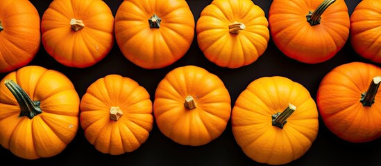 Poster - Top view of pumpkins against a colorful background with ample copy space for image placement
