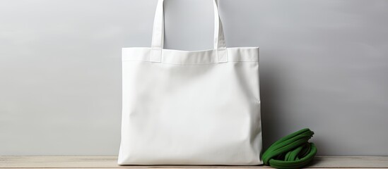 a blank canvas tote bag with copy space image representing the eco friendly and zero waste concept