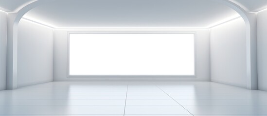 Aufkleber - A long corridor with a blank frame for paintings providing copy space image