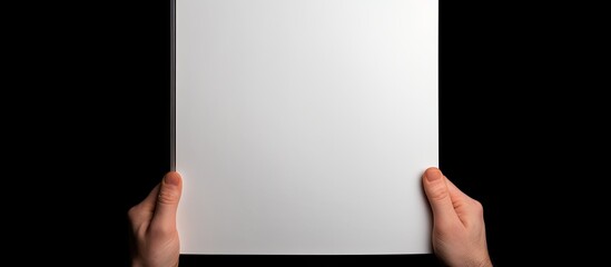 Aufkleber - A5 open book mockup held by hands showcasing a blank page for design isolated on a white background providing copy space image