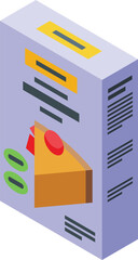 Poster - Colorful isometric representation of a server rack with indicators and buttons