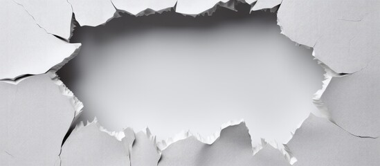 Leinwandbilder - An abstract white paper with a torn hole and rip providing a copy space image for text and featuring a clipping path