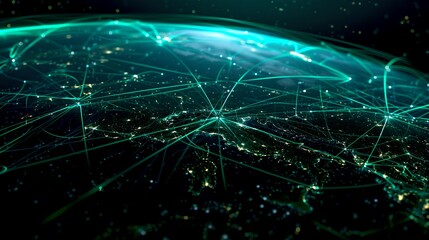 Wall Mural - futuristic global network concept illustrating connectivity. digital data and information visualizat