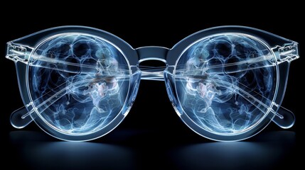 Wall Mural - X-ray scan of a pair of glasses, showing the frames and lenses.